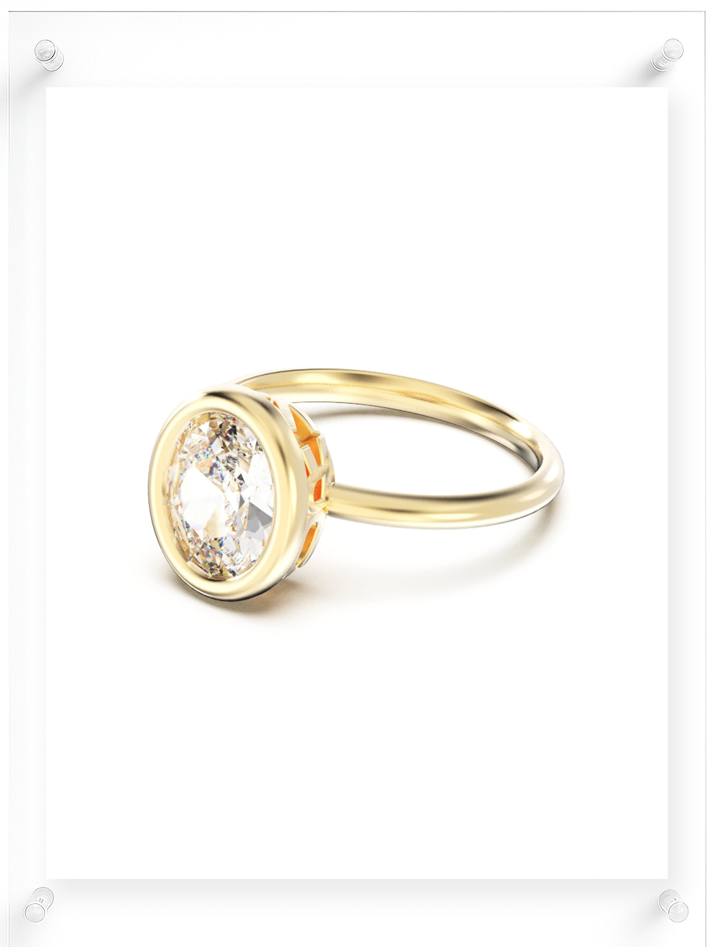 YNB Oval Diamond & Moissanite Bezel Ring