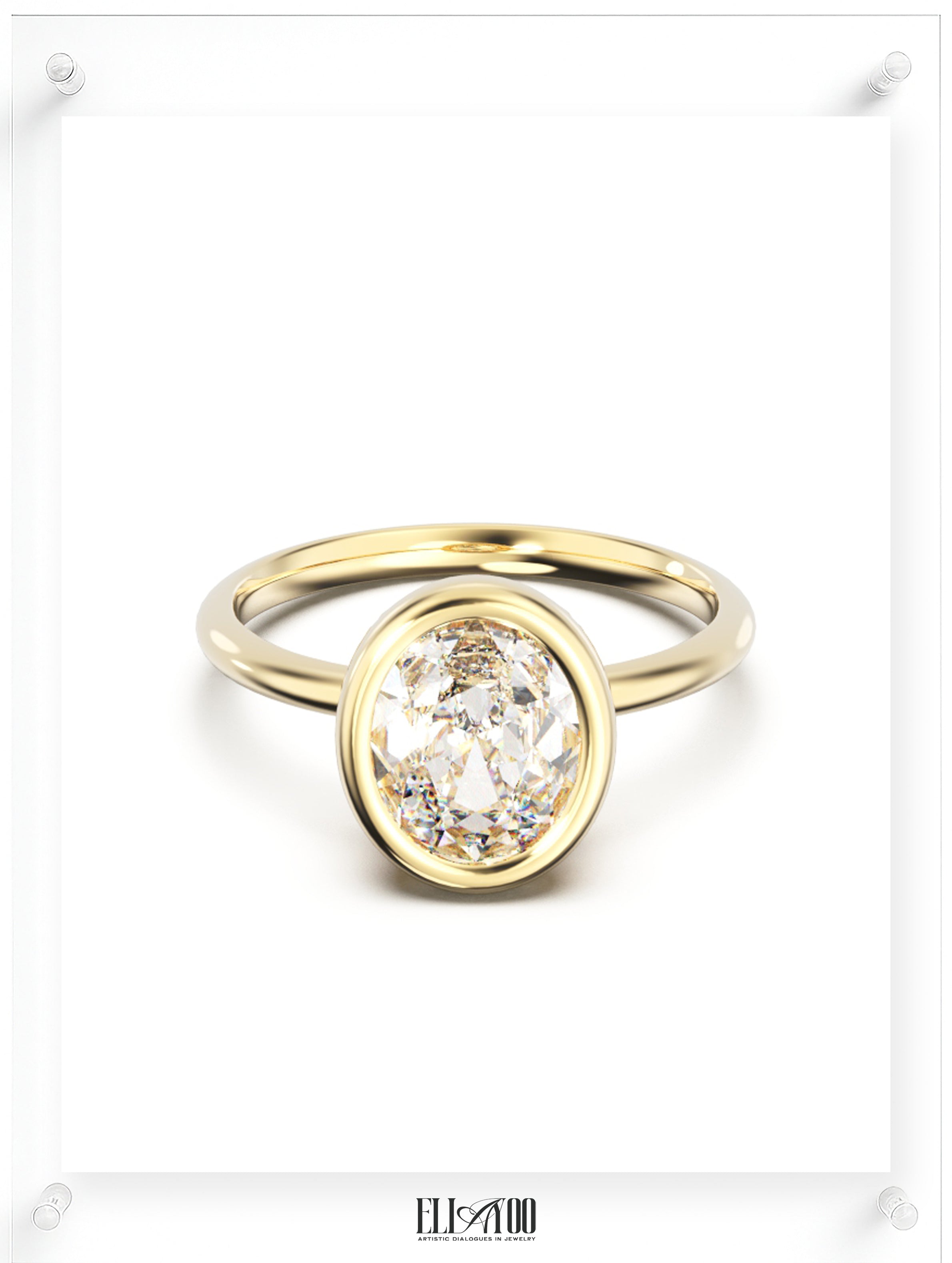 YNB Oval Diamond & Moissanite Bezel Ring