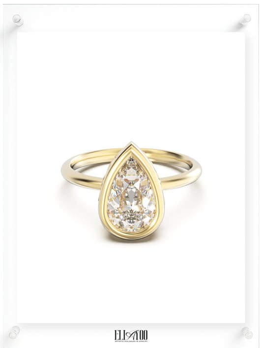 YNB Pear Diamond & Moissanite Bezel Ring