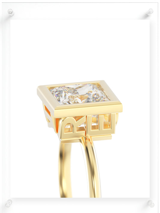 YNB Princess Diamond & Moissanite Bezel Ring