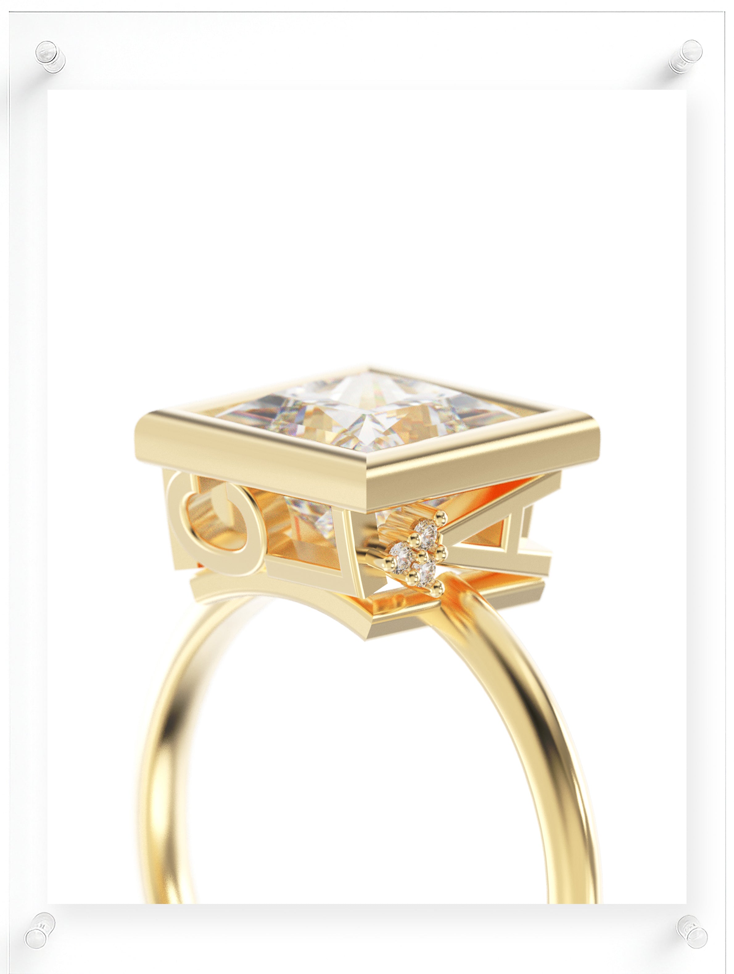 YNB Princess Diamond & Moissanite Bezel Ring