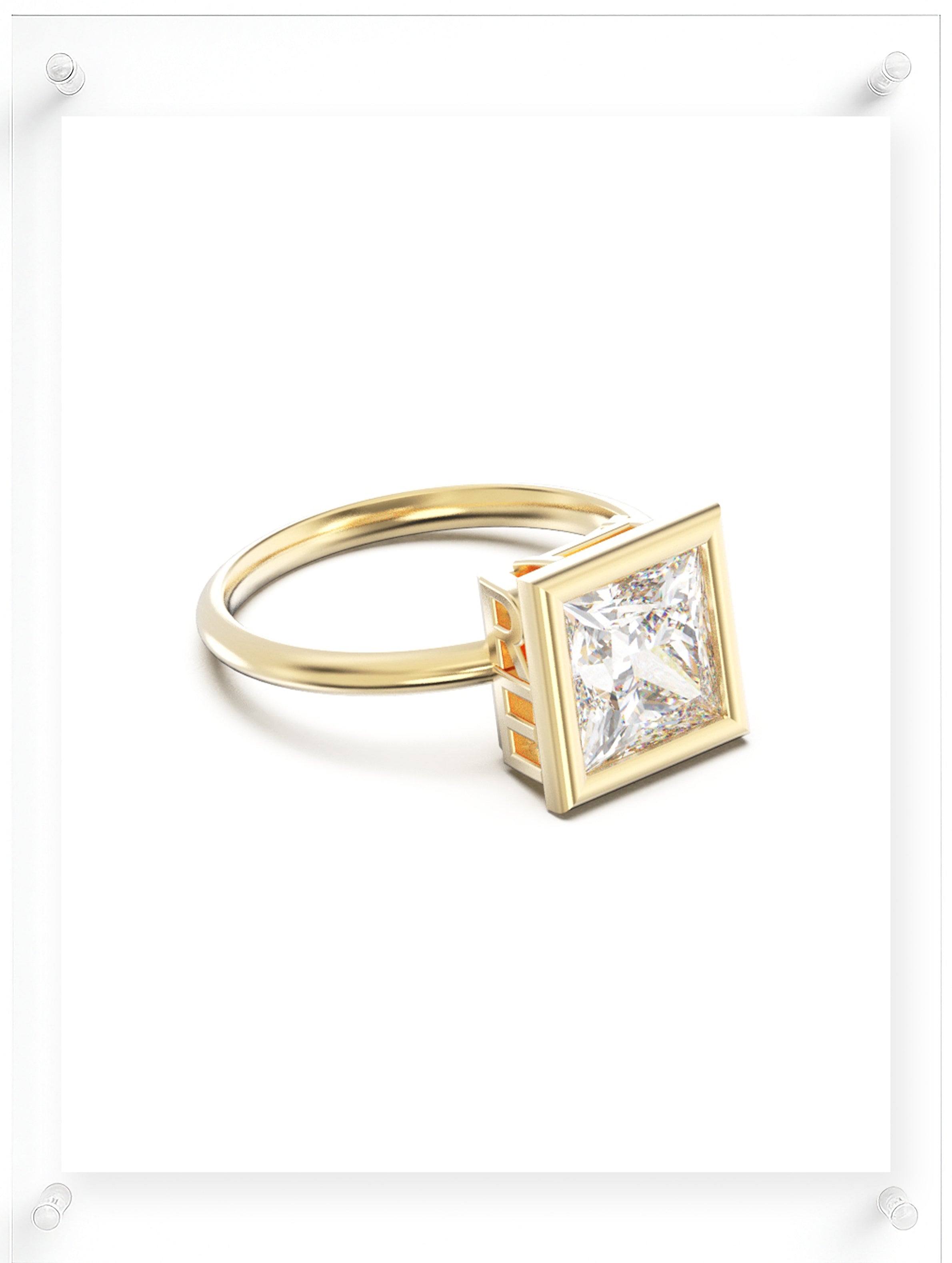 YNB Princess Diamond & Moissanite Bezel Ring