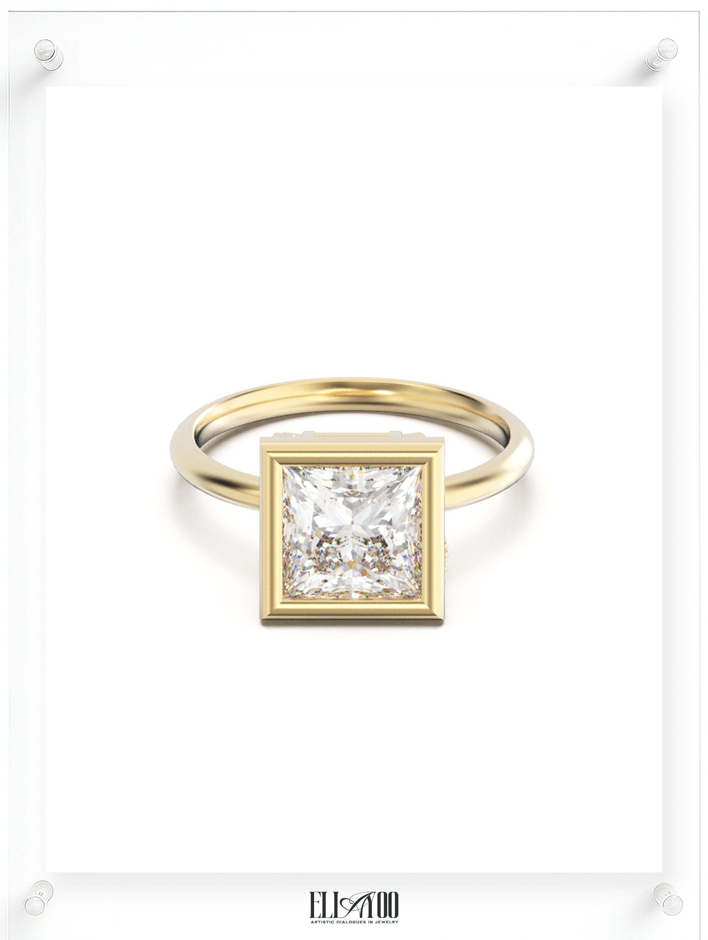 YNB Princess Diamond & Moissanite Bezel Ring