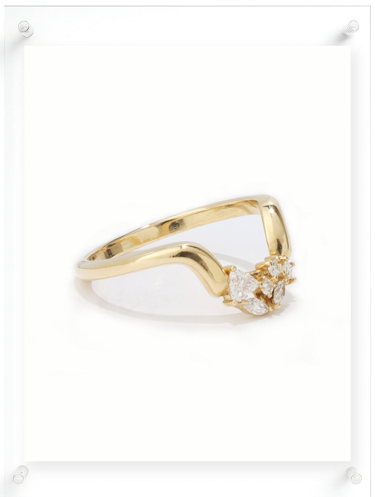 14K Yellow Gold Diamond Band with Sculptural Open Design by Ella Yoo Jewelry