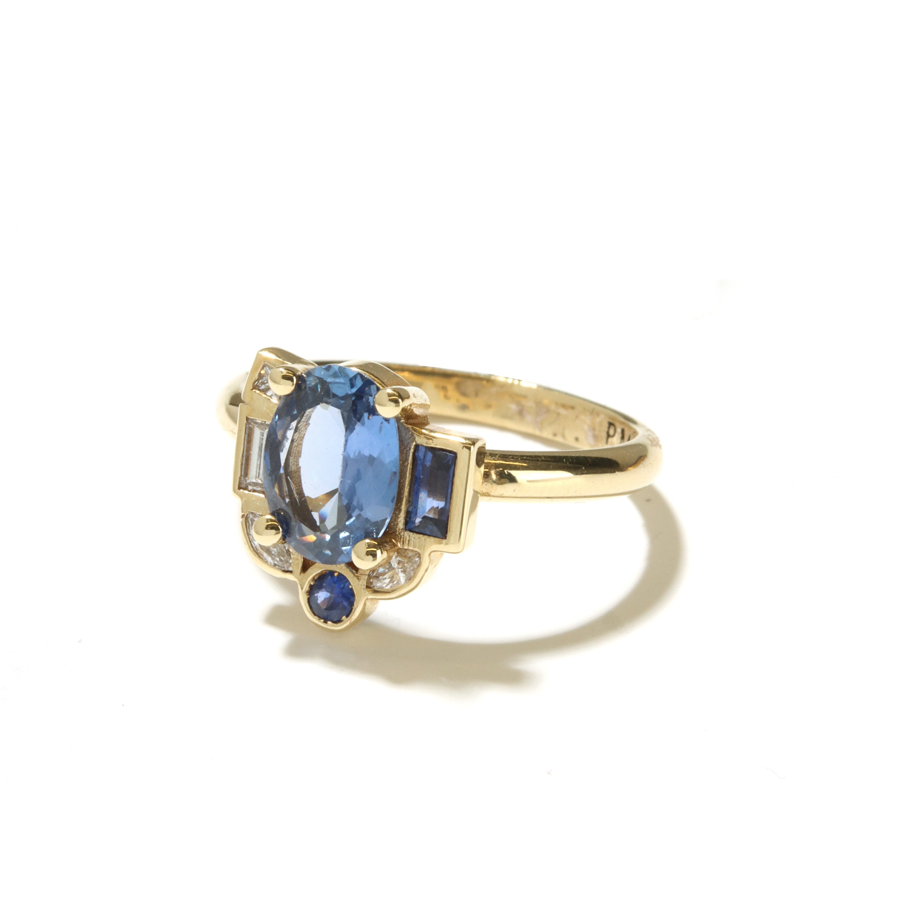 Bauhaus Asymmetry Blue Sapphire Ring