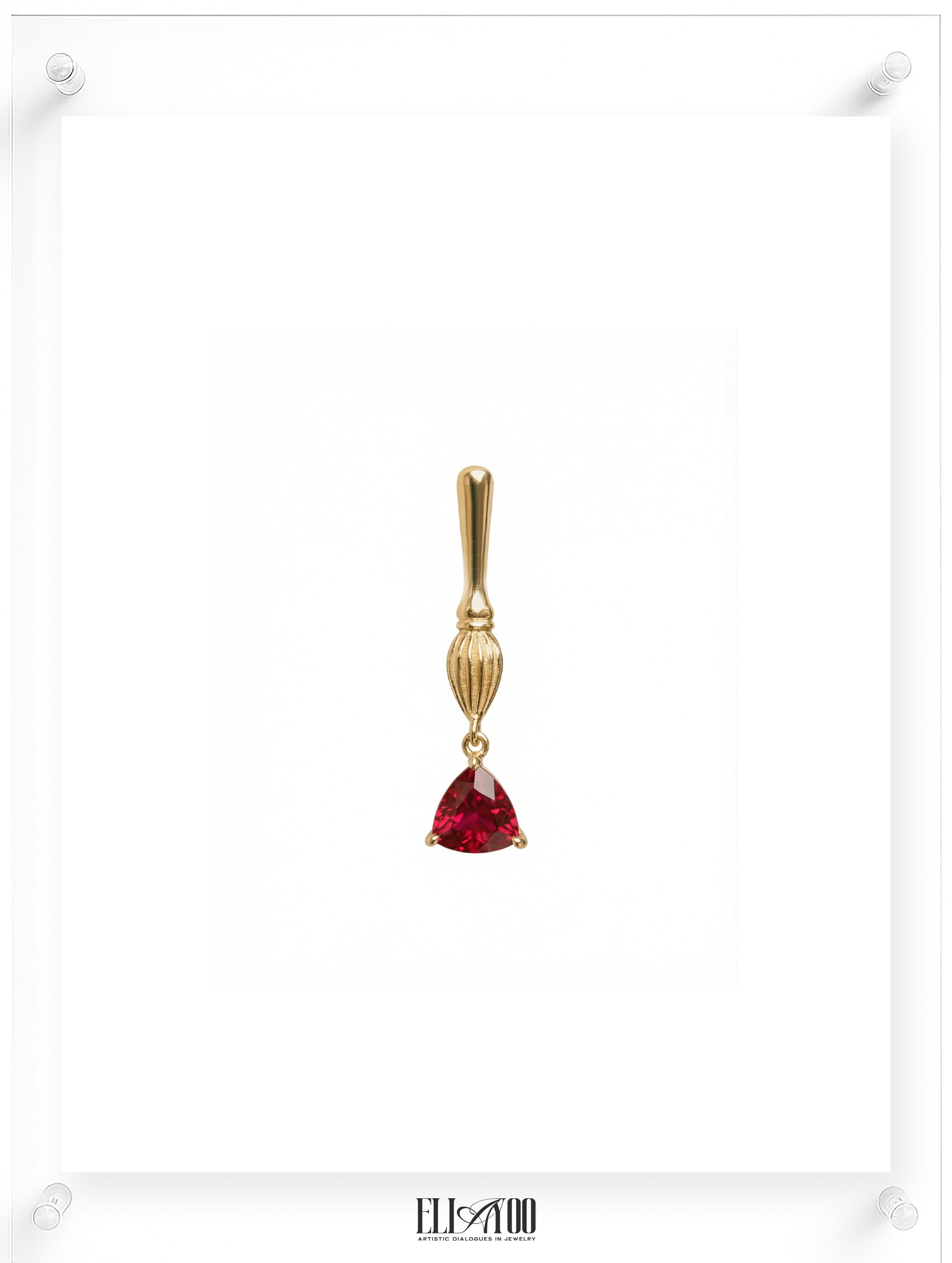 Atelier Brush Ruby Earring - 14k Yellow Gold (Single)