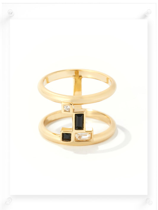 Gentle Mind Black Onyx Ring - 14k Plated Gold