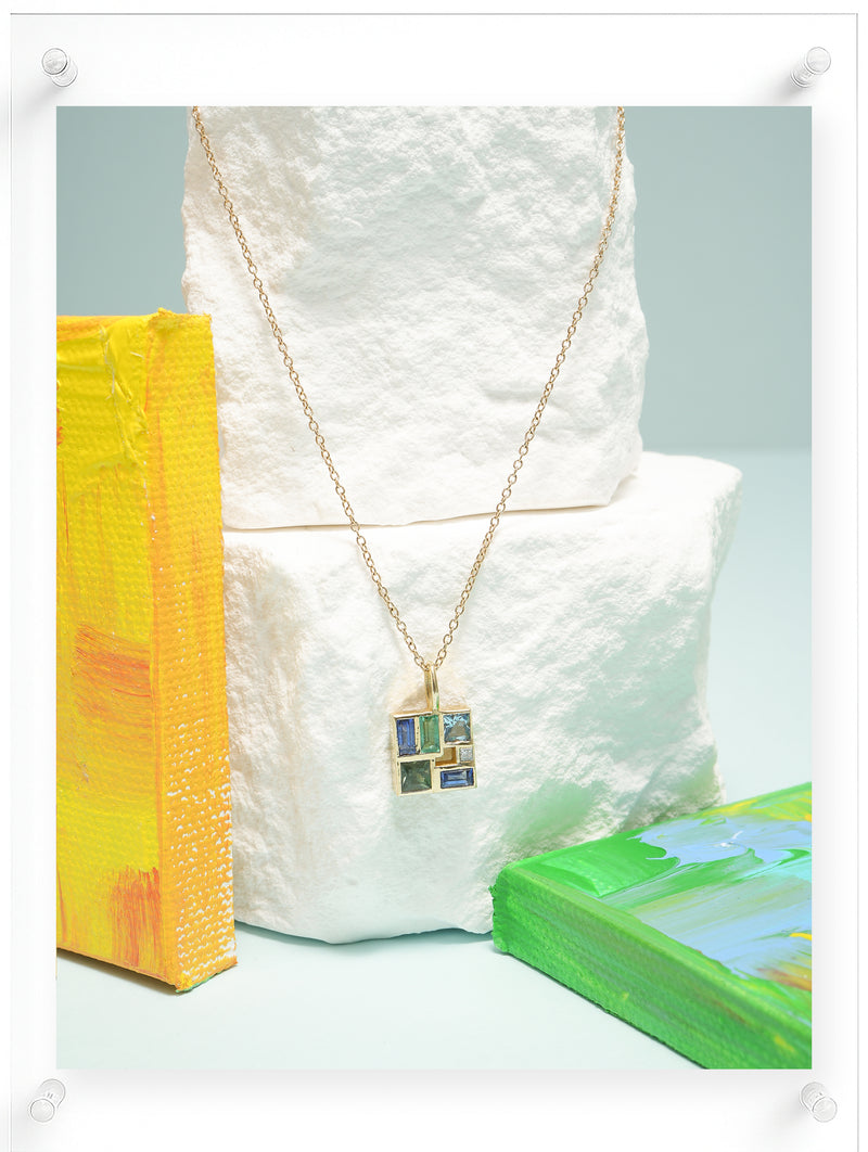 Collar de zafiro azul con corazón poético - Oro de 18 k