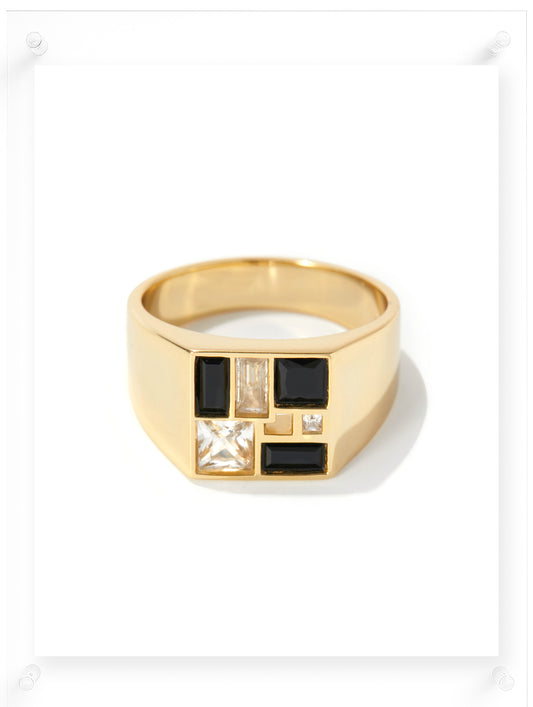 Men's Poetic Mind Black Onyx Ring - 14k Plated Gold