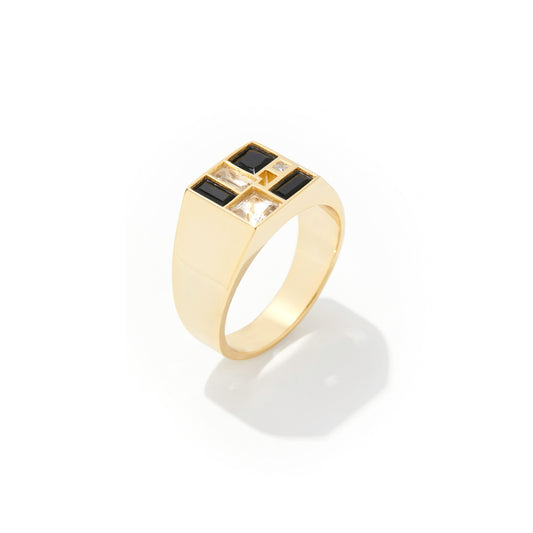Men's Poetic Mind Black Onyx Ring - 14k Plated Gold
