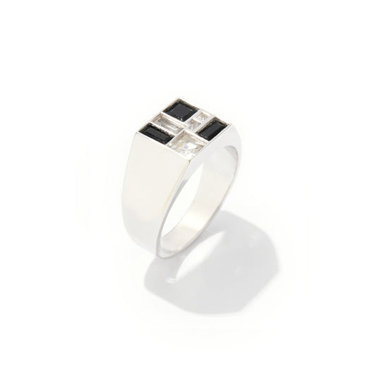 Men's Poetic Mind Black Onyx Ring - 14k Platinum