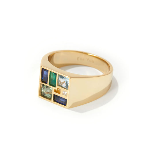 Men's Poetic Mind Blue Sapphire Ring - 14k Plated Gold