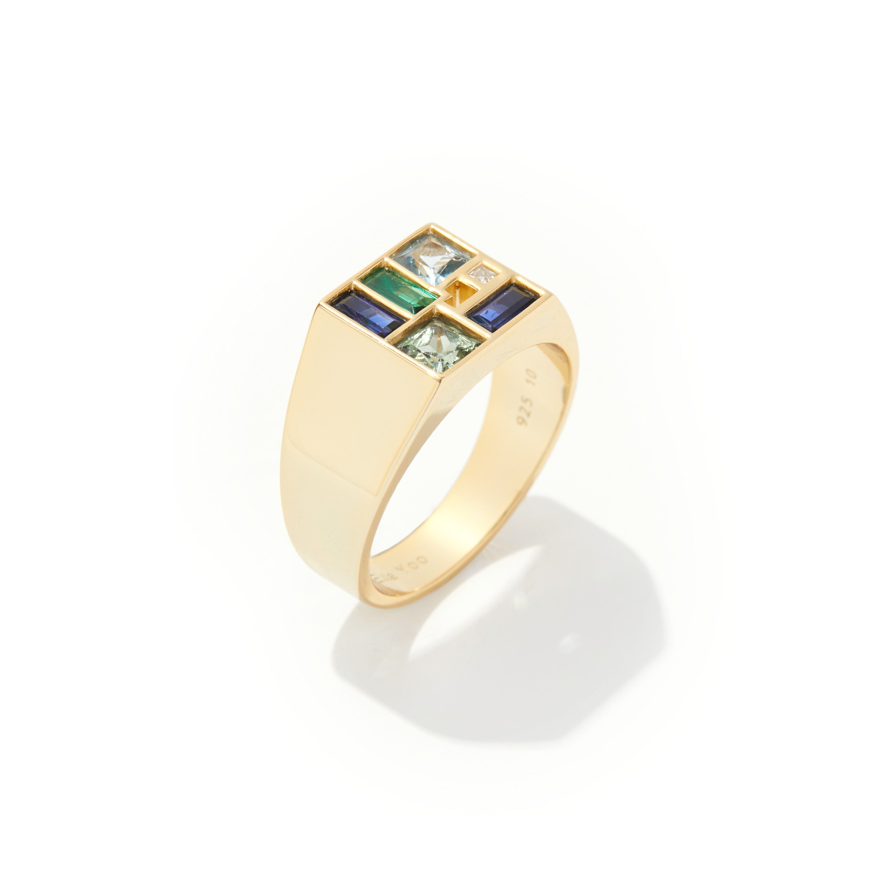 Men's Poetic Mind Blue Sapphire Ring - 14k Plated Gold