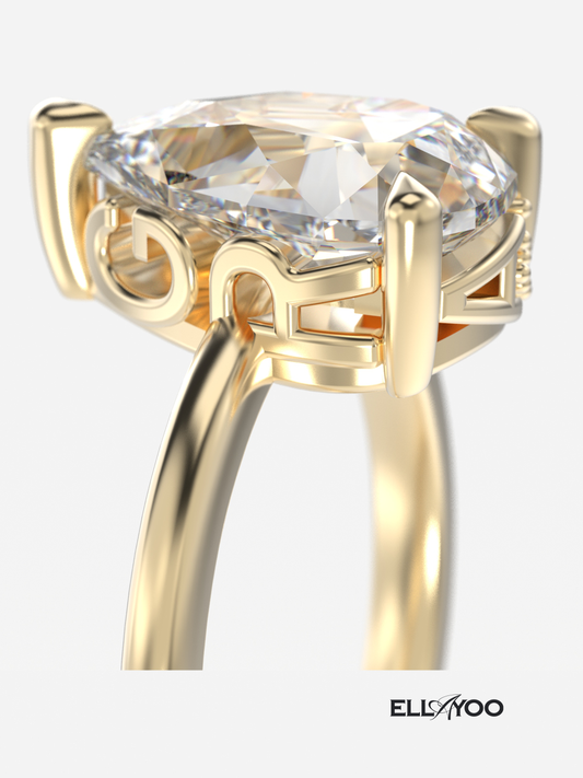 YNB Pear Diamond & Moissanite Ring