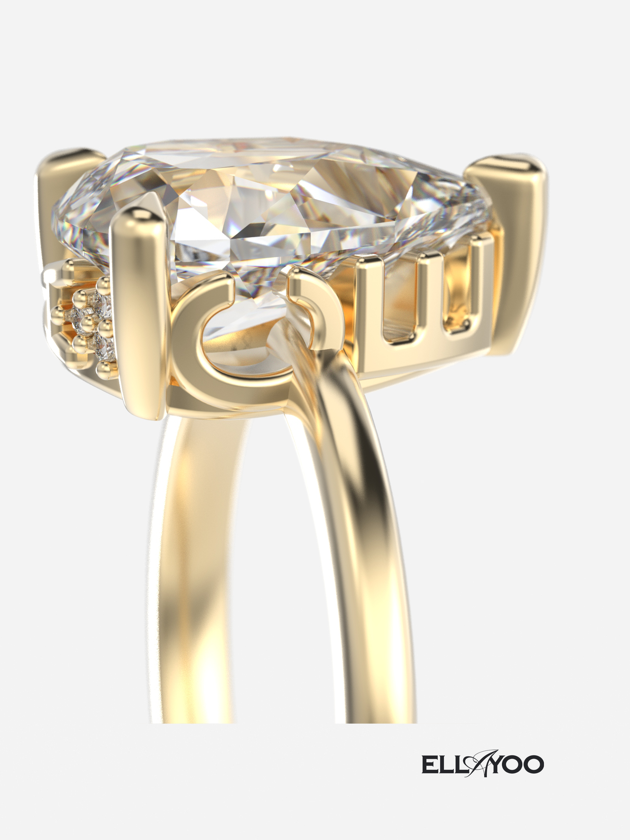 YNB Pear Diamond & Moissanite Ring