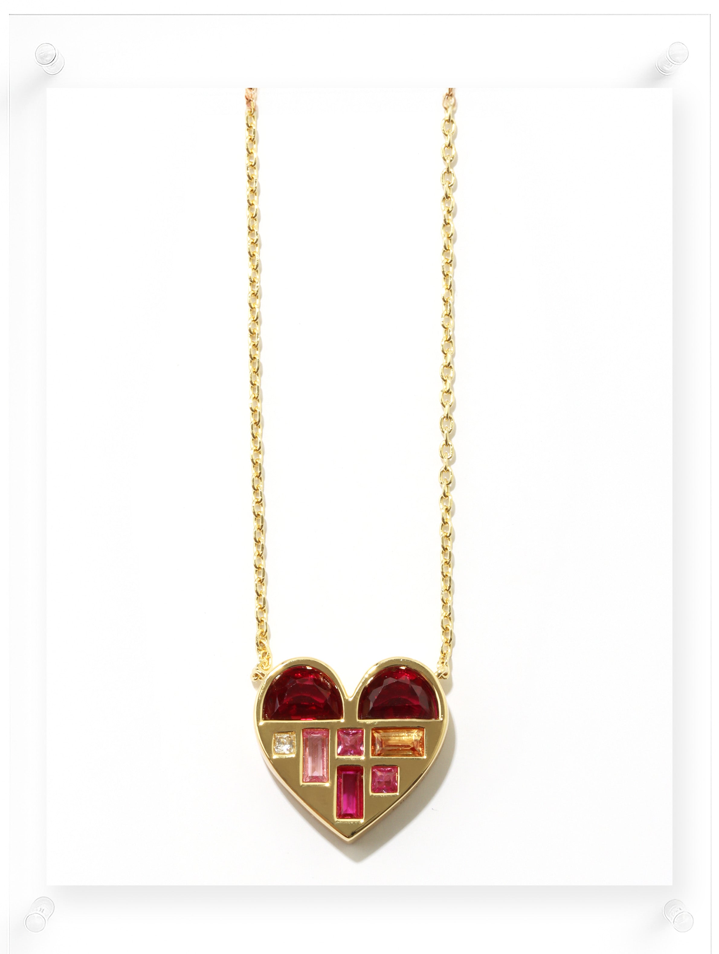 Poetic Heart Ruby Necklace - 18k Plated Gold