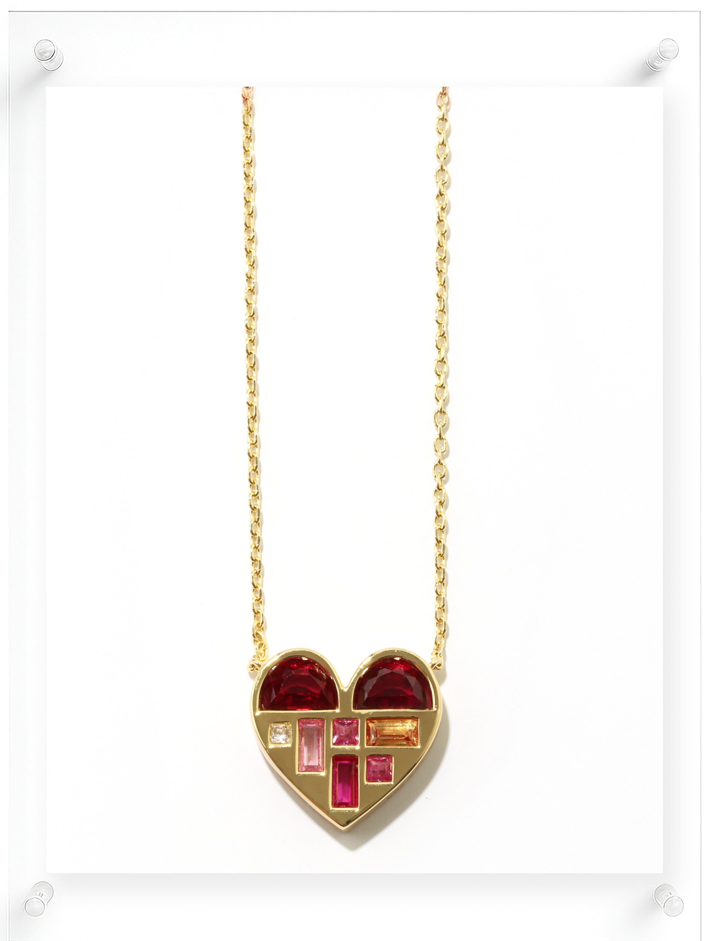 Poetic Heart Ruby Necklace - 18k Plated Gold