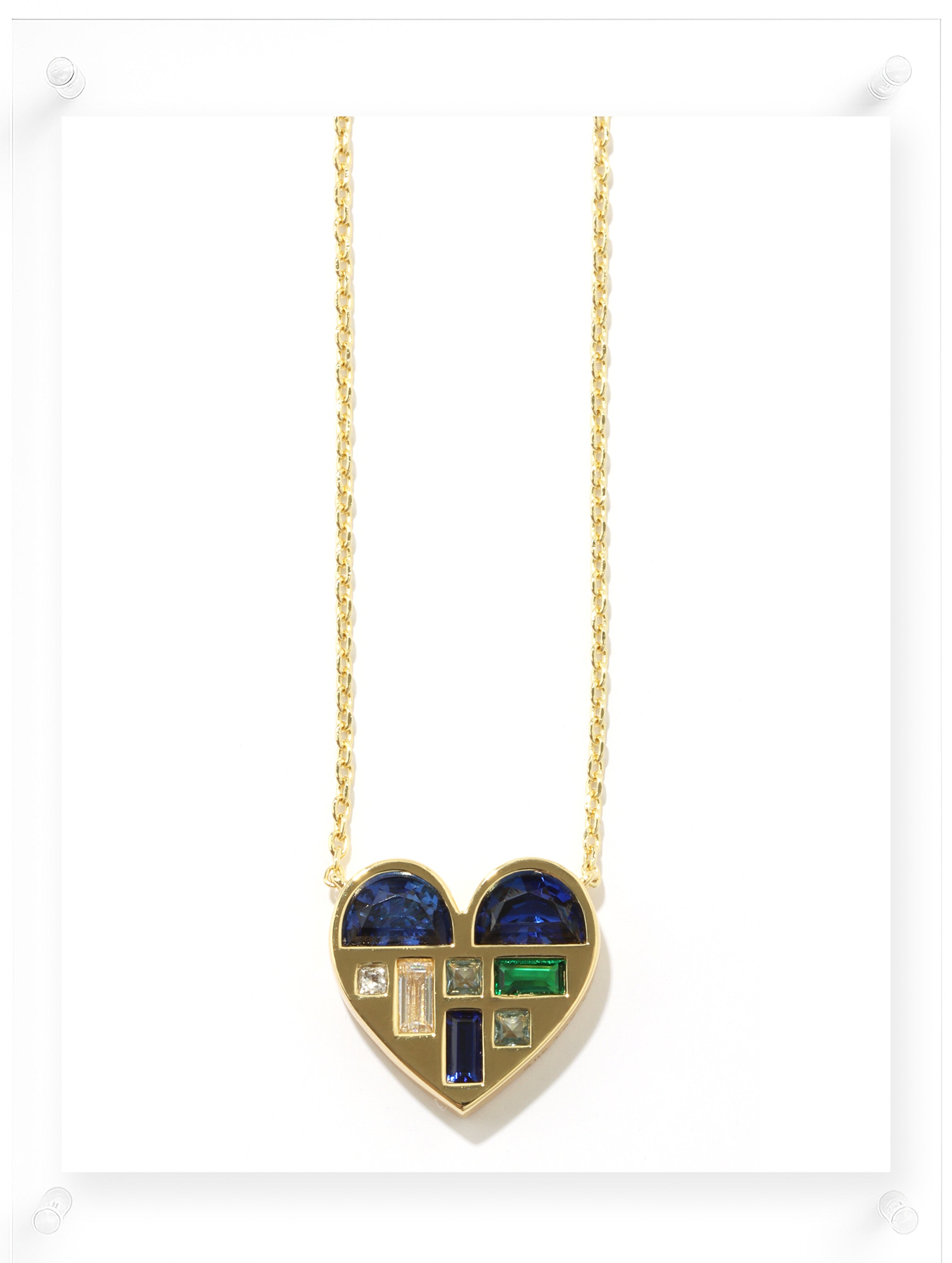 Poetic Heart Blue Sapphire Necklace - 18k Plated Gold