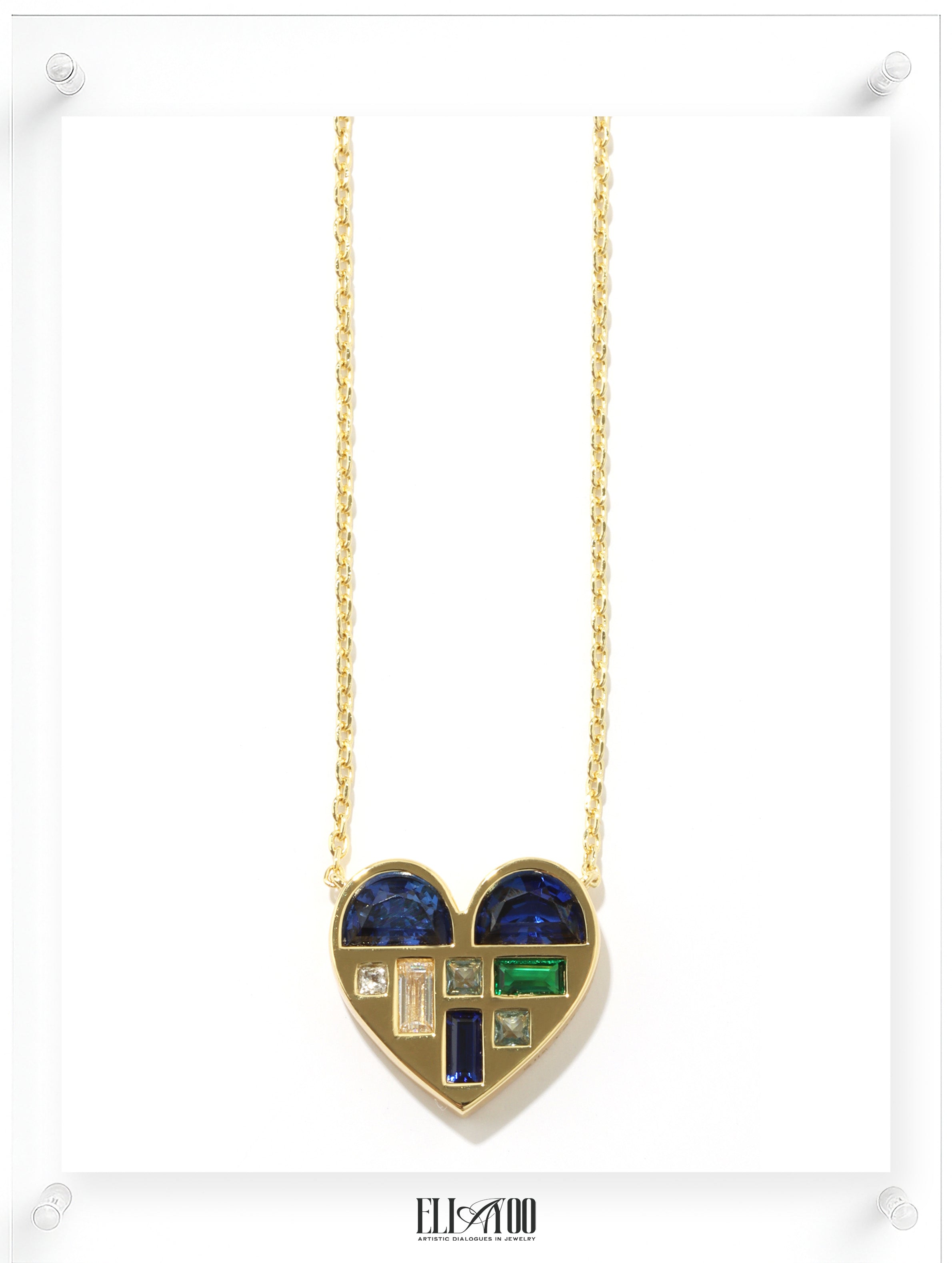 Poetic Heart Blue Sapphire Necklace - 18k Plated Gold