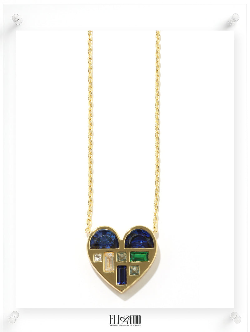 Poetic Heart Blue Sapphire Necklace - 18k Plated Gold