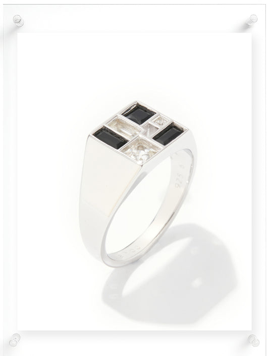 Men's Poetic Mind Black Onyx Ring - 14k White Gold