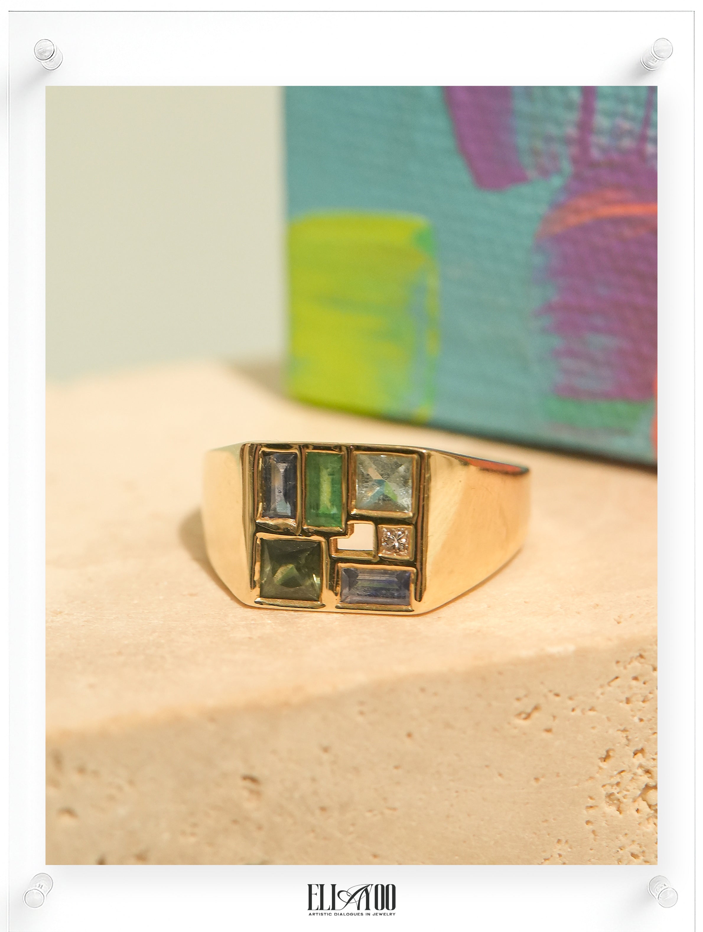 Anel de safira azul Poetic Mind - Ouro amarelo 14k