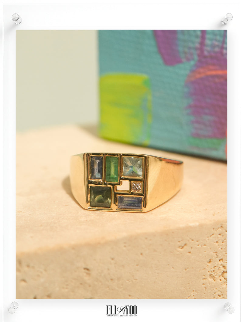 Anillo de zafiro azul Poetic Mind - Oro amarillo de 14 k
