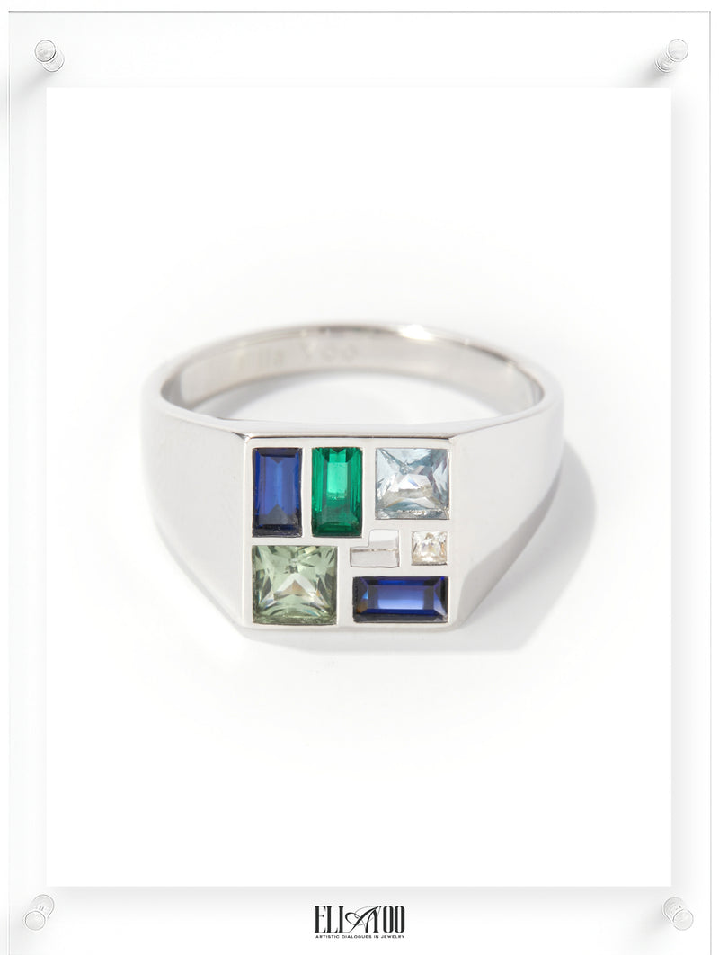 Anillo de zafiro azul Poetic Mind - Plata de ley
