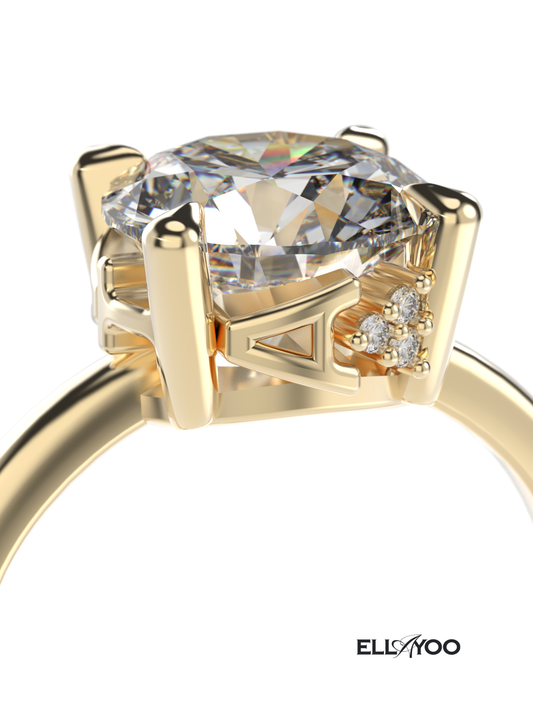 YNB Round Diamond & Moissanite Ring