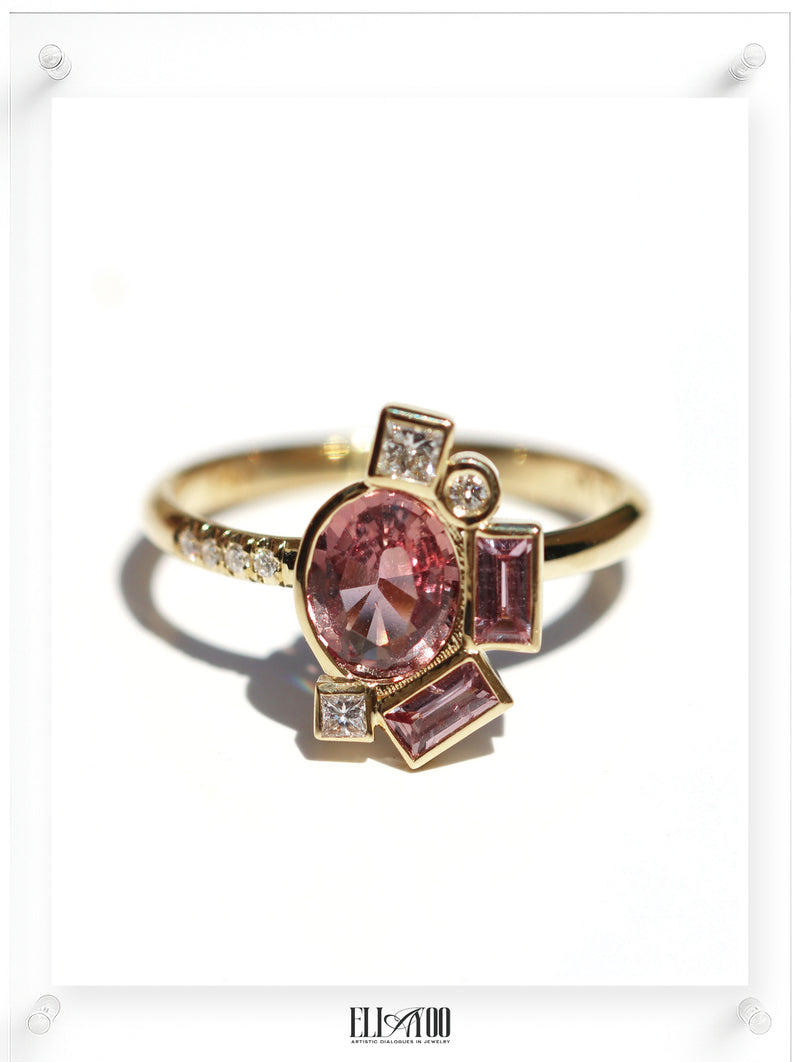 Bauhaus Sophisticated Pink Sapphire Ring