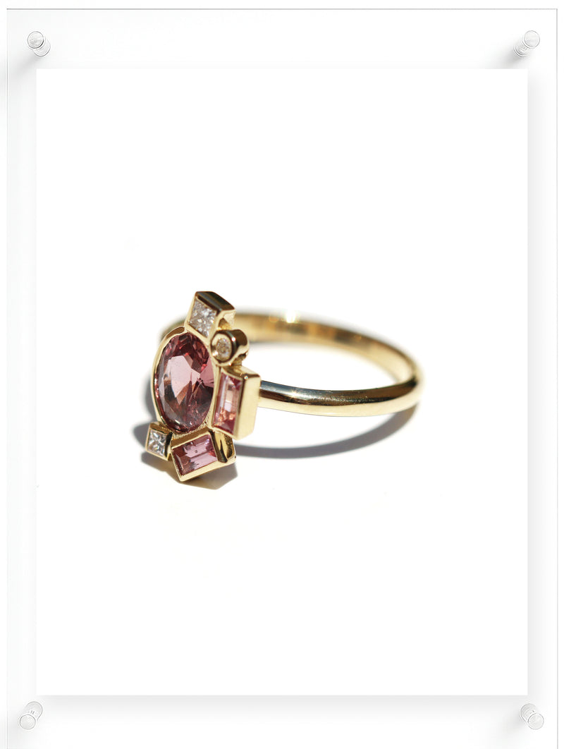 Bauhaus Sophisticated Pink Sapphire Ring