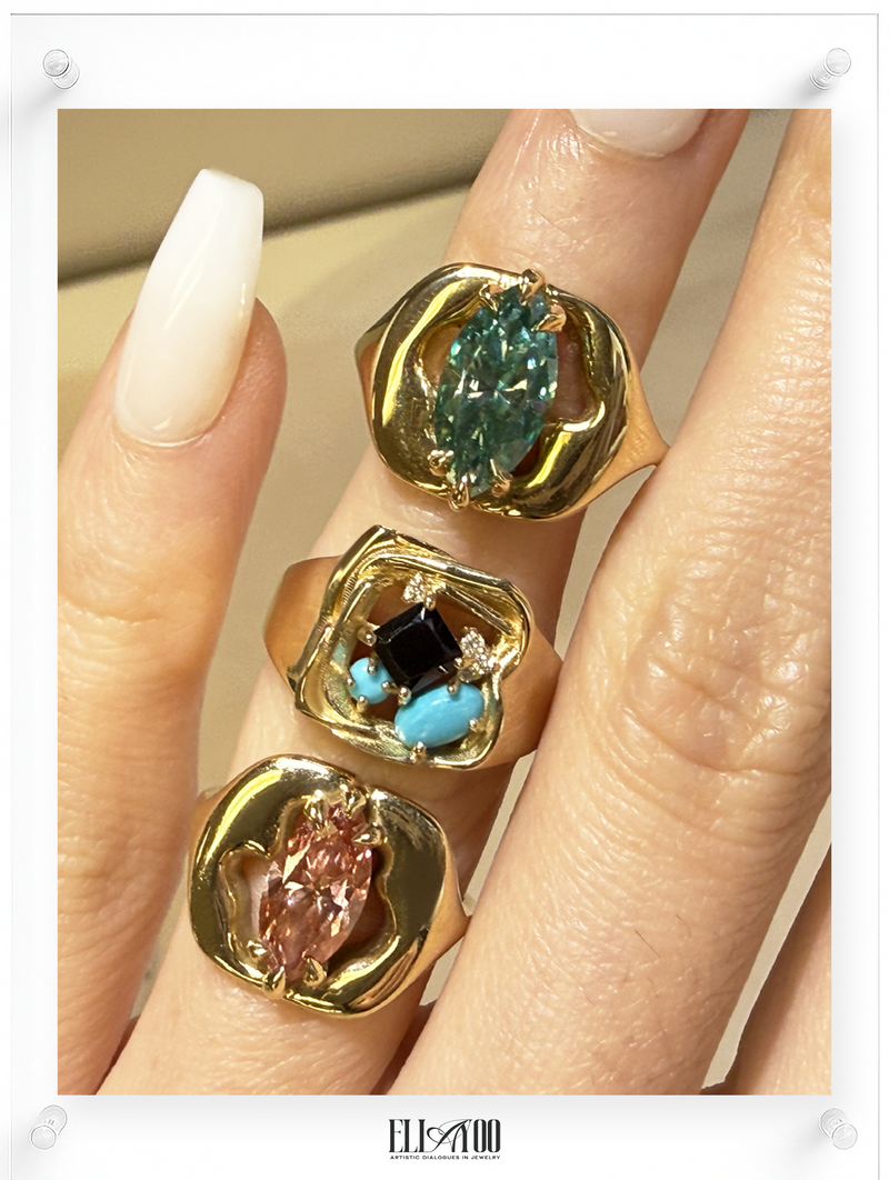 Anillo de zafiro azul de Golden Hill