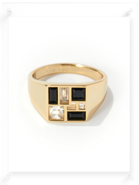 Poetic Mind Black Onyx Ring - 14k Plated Gold