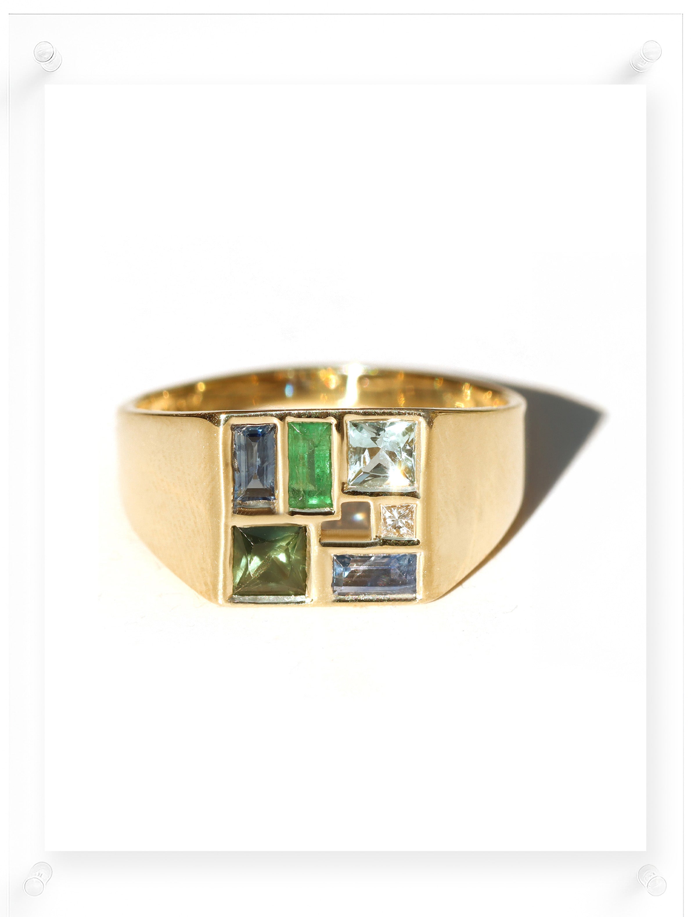 Men's Poetic Mind Blue Sapphire Ring - 14k Yellow Gold