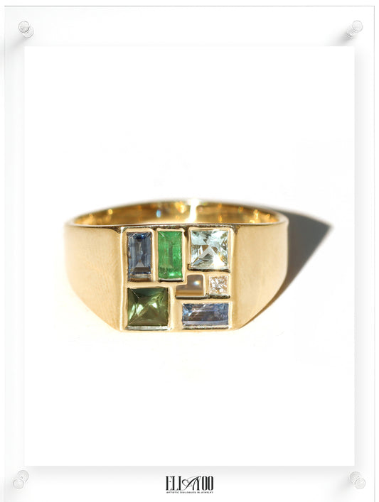 Men's Poetic Mind Blue Sapphire Ring - 14k Yellow Gold