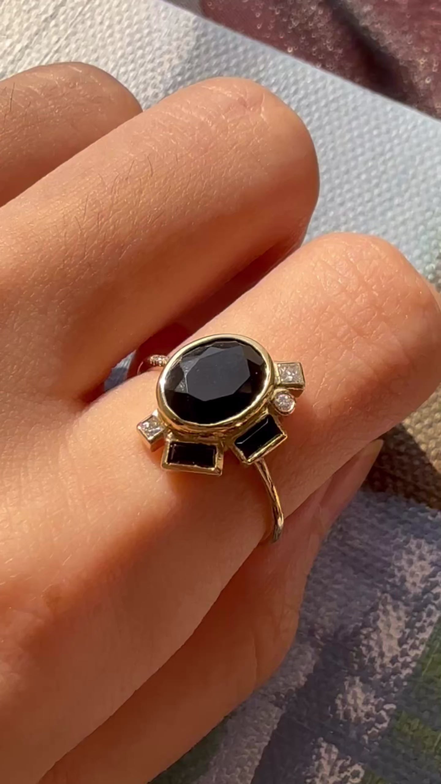 Bauhaus Sophisticated Black Onyx Ring