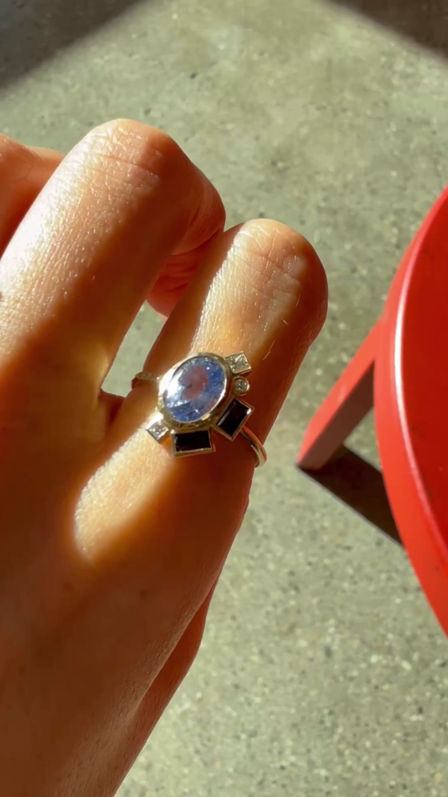 Bauhaus Aether Blue Sapphire Ring