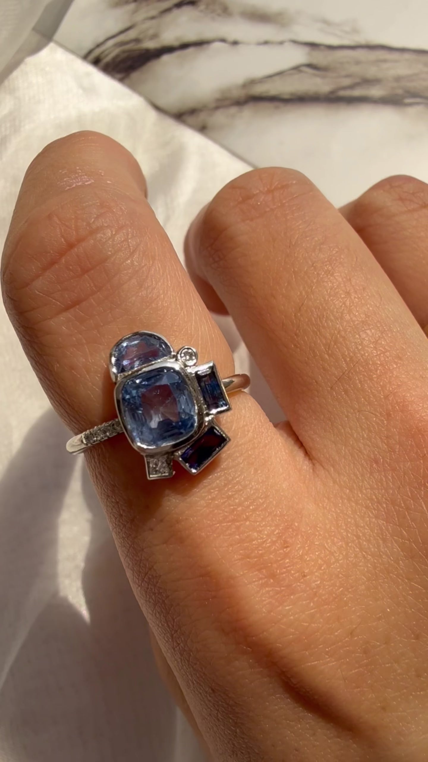 Bauhaus Glow Blue Sapphire Ring